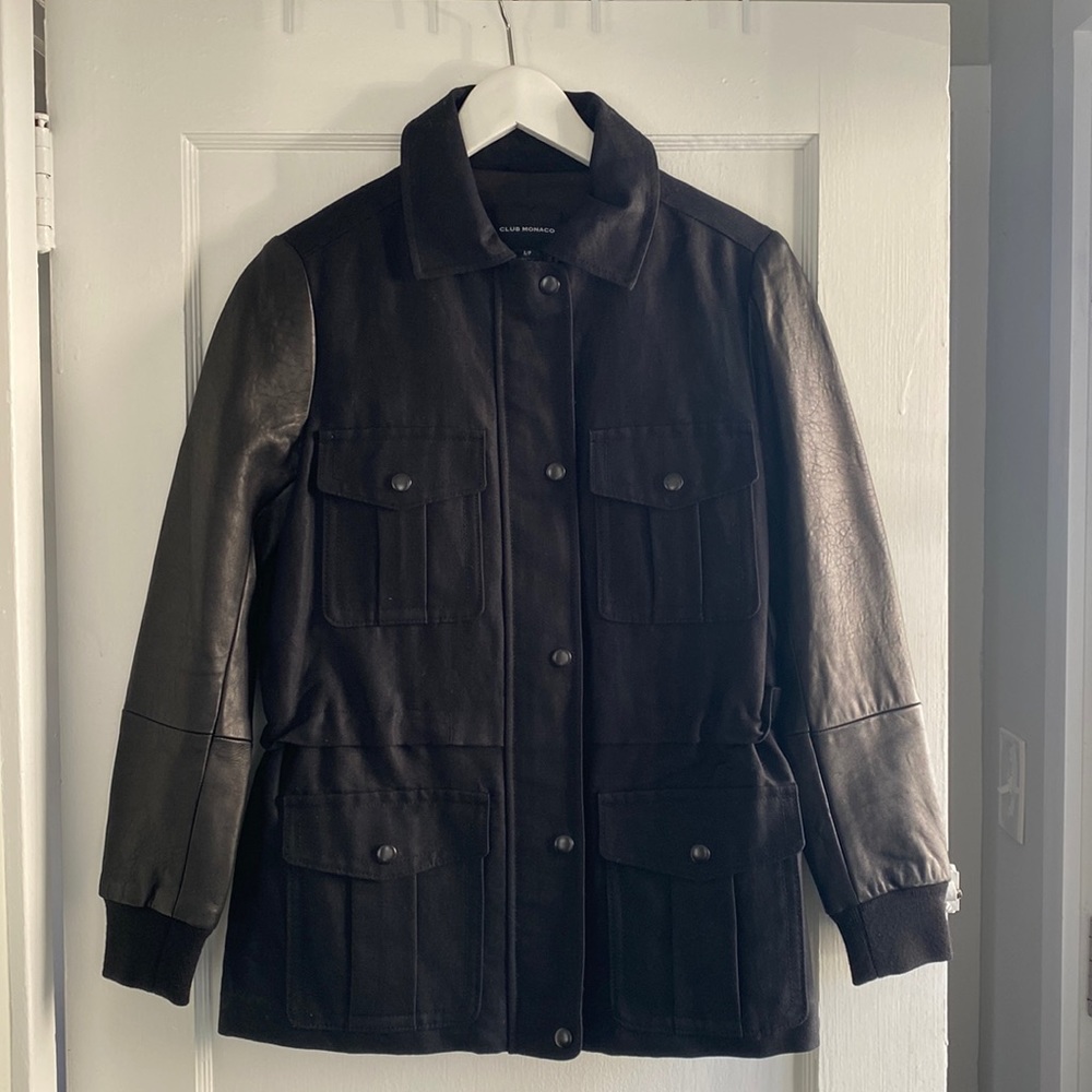 Club Monaco Utility Jacket - Real Leather Sleeves